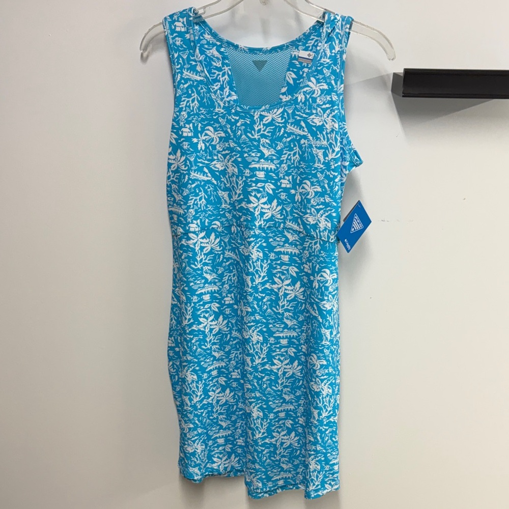 Columbia Blue and White Patterned Top